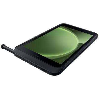 Robustný tablet so zaoblenými rohmi a zeleným displejom leží šikmo. Na spodnej strane je zasunuté pero.