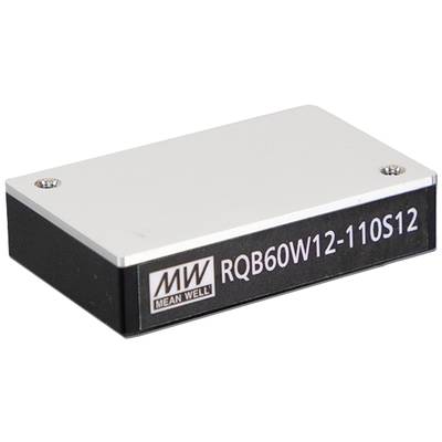 Strieborný čierny elektronický modul s označením 'RQB60W12-110S12 MEAN WELL'.