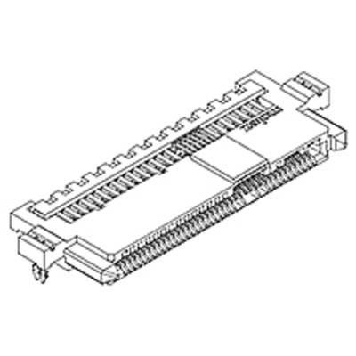 Technický nákres elektronického konektora s viacerými pinmi, typický pre počítačové hardvérové aplikácie.
