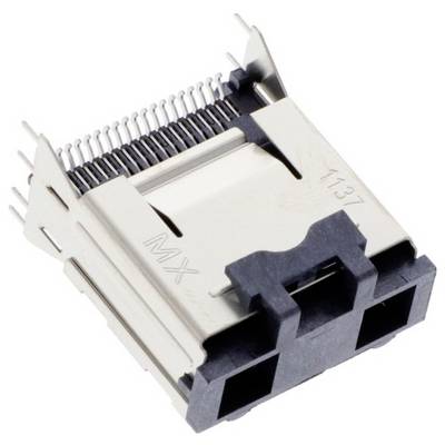 Zásuvka Ethernet portu s kovovými kontaktmi a obdĺžnikovým plastovým puzdrom, označená 'MX' a '1137', používaná v sieťových pripojeniach.
