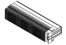 Technický výkres obdĺžnikového konektora s viacerými pinmi, kľúčový pre elektronické zariadenia alebo systémy.