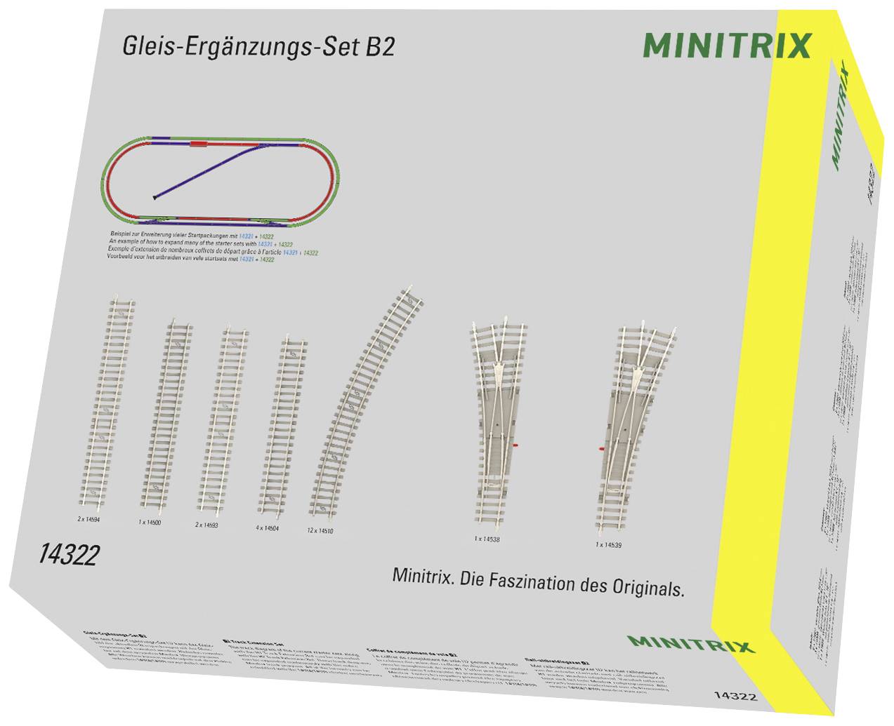 MiniTrix N  rails 14322 Uitbreidingsset, Betonnen dwarsliggers 1 stuk(s)