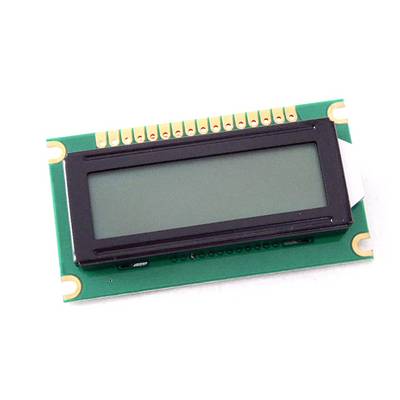 Malý LCD displej s zeleným pozadím a tmavým rámom, primárne používaný na zobrazovanie digitálnych informácií.