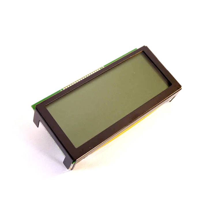 Obdĺžnikový LCD displej s čiernym rámom, pohľad mierne zhora.