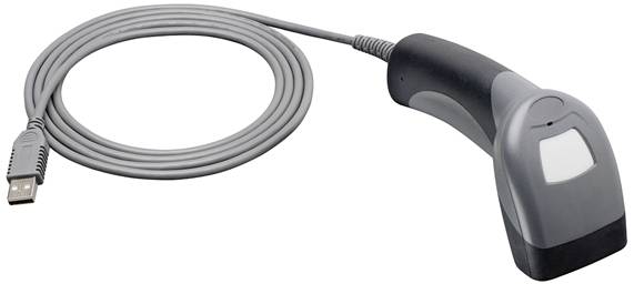 Čítačka čiarových kódov s káblom a USB portom ukazuje svoje možnosti použitia pri skenovaní čiarových kódov v obchodoch.
