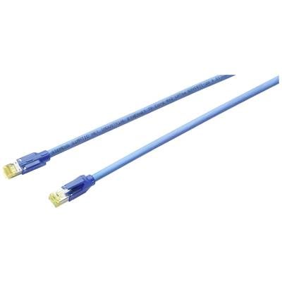 Dva modré ethernetové káble s RJ45 konektormi, vhodné pre sieťové pripojenia, zobrazené na bielom pozadí.