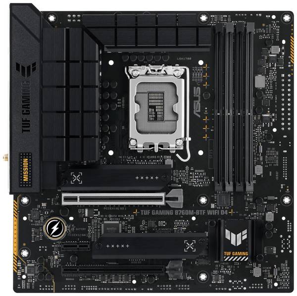 Asustek Computer TUF GAMING B760M-BTF WIFI D4 Základná doska Socket Intel® 1700 Tvarový faktor Micro-ATX Čipová sada základnej dosky Intel® B760