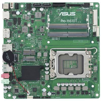 'Základná doska ASUS Pro H610T' zobrazuje elektronické komponenty, sloty a konektory v detailnom zábere pre integráciu počítača.