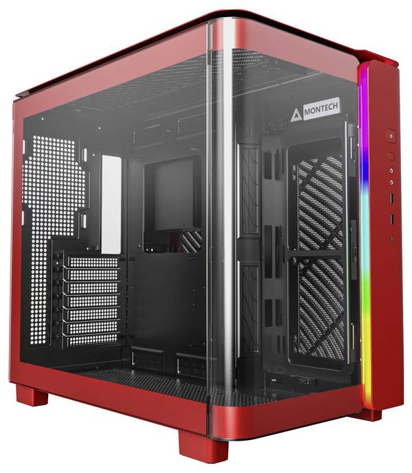 MONTECH KING 95 Tempered Glass ARGB midi tower PC skrinka červená