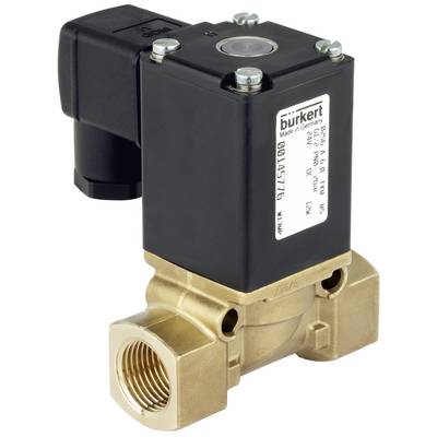 Elektromagnetický ventil Bürkert, typ 6013, vhodný pre vodné a vzduchové aplikácie, zobrazuje technické špecifikácie na štítku.