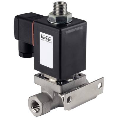 Elektricky ovládaný magnetický ventil s robustným kovovým krytom, pripojovacími dielmi a čiernym vekom, označený nápisom "Made in Germany".
