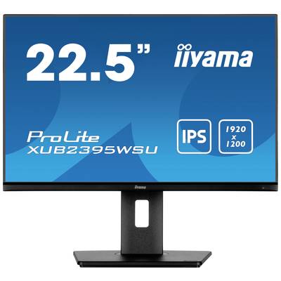 Čierny počítačový monitor značky iiyama, model ProLite XUB2395WSU, s veľkosťou obrazovky 22,5 palca a rozlíšením 1920 x 1200, používajúci displej technológie IPS.