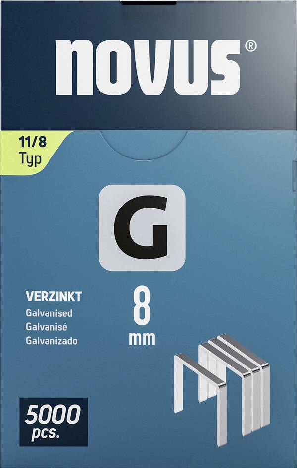 Spony z plochého drôtu G typ 11 8mm 5000 ks Novus Tools 042-0766 Rozmery (d x š) 8 mm x 10.6 mm