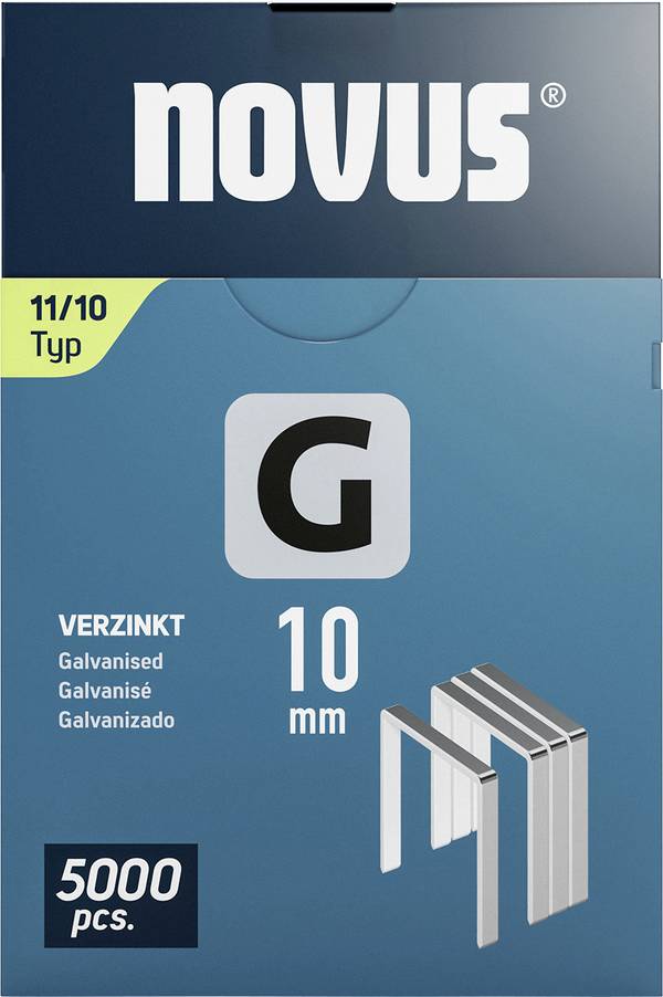Spony z plochého drôtu G typ 11 10mm 5000 ks Novus Tools 042-0767 Rozmery (d x š) 10 mm x 10.6 mm