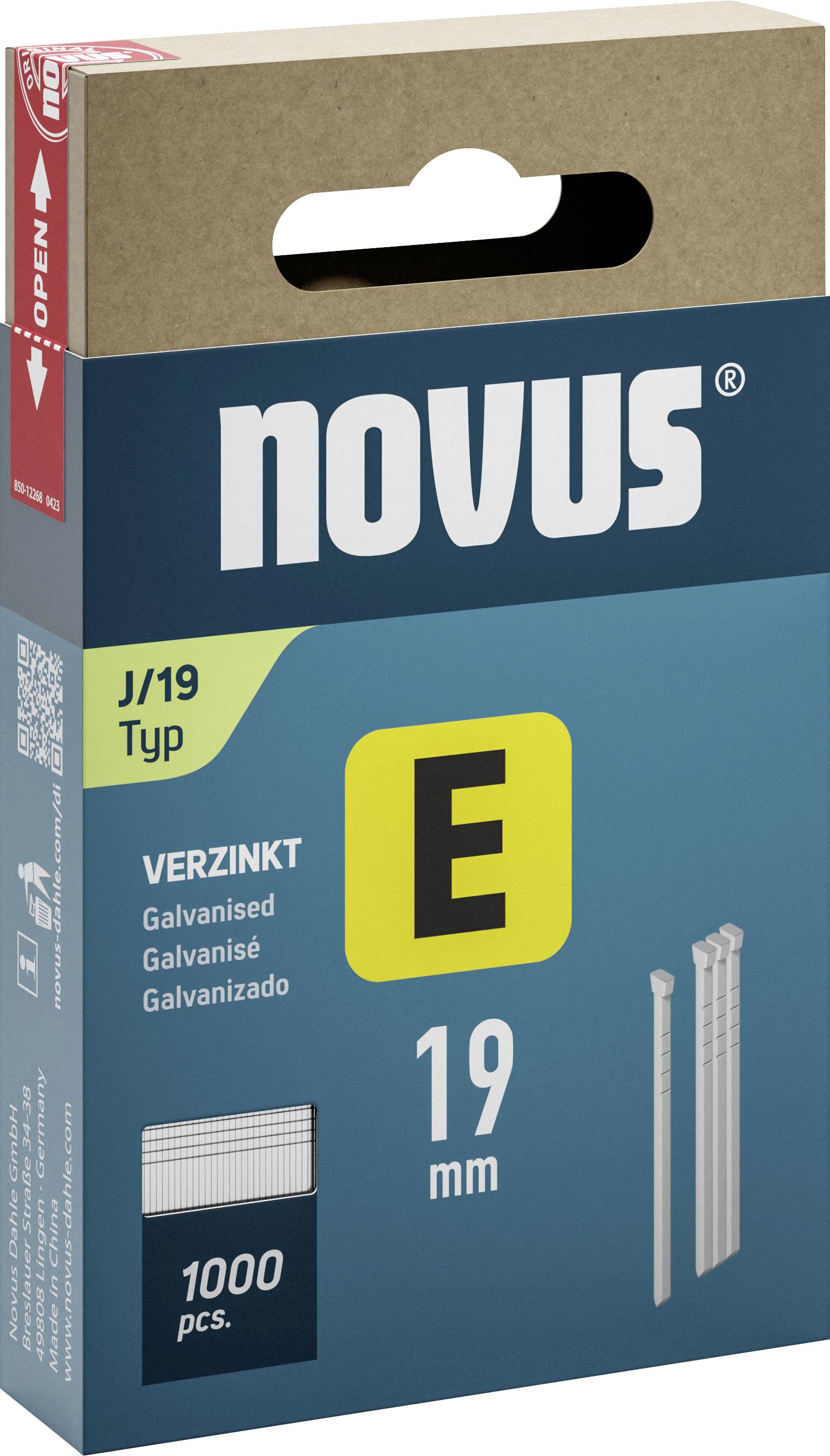 Novus Tools 044-0090 Nagels voor tacker Type J Afmeting, lengte 19 mm 1000 stuk(s) afbeelding