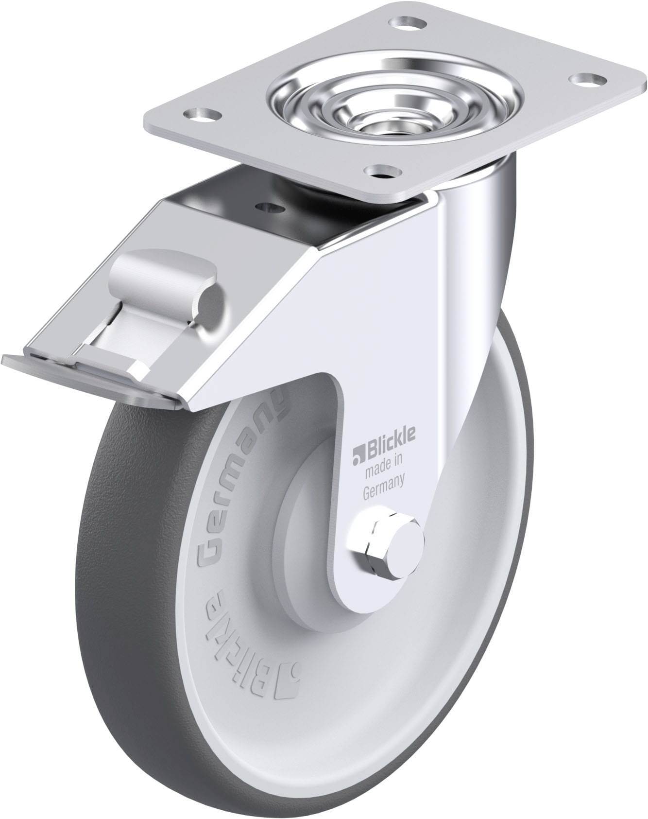 Blickle LE-PATH 200KA-FI Plaatstalen zwenkwiel Wieldiameter: 200 mm Draagvermogen (max.): 300 kg 1 stuk(s) afbeelding