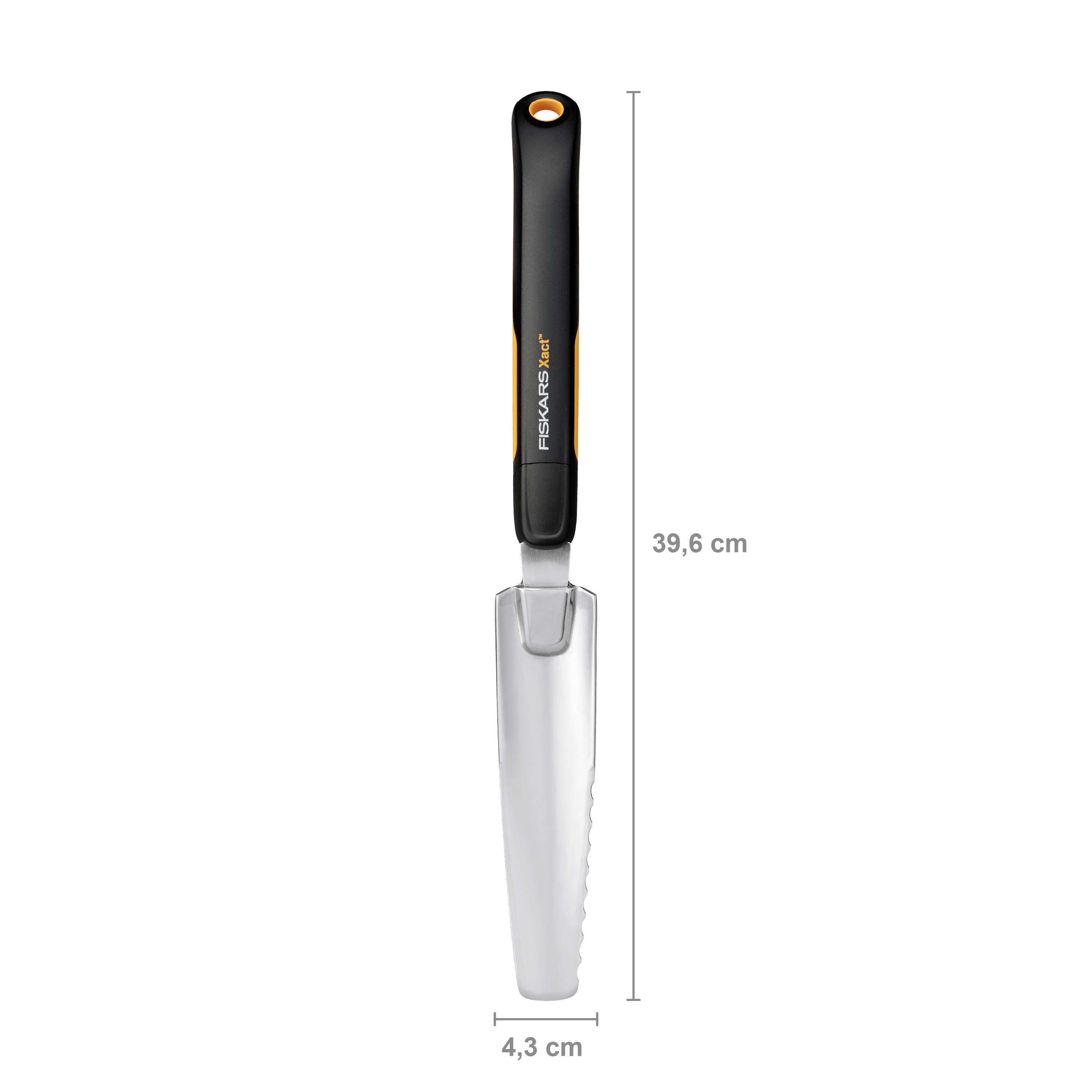 Ručná lopatka s ergonomickou rukoväťou, 39,6 cm dlhá, ideálna pre záhradné práce.
