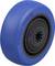 Modrá plastová kolieska s nápisom 'Blickle Germany' na boku, ktorá zobrazuje detaily upevnenia v strede.