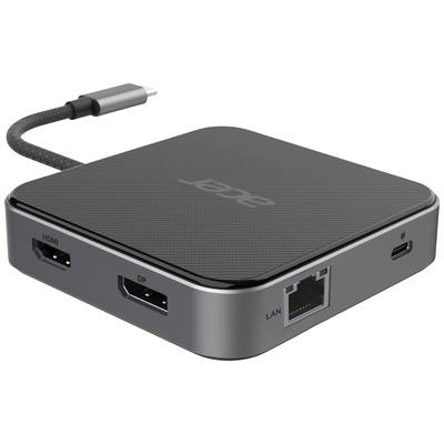 USB-C dokovacia stanica s portami pre HDMI, DisplayPort, LAN a USB-C, vhodná pre rôzne pripojenia zariadení.