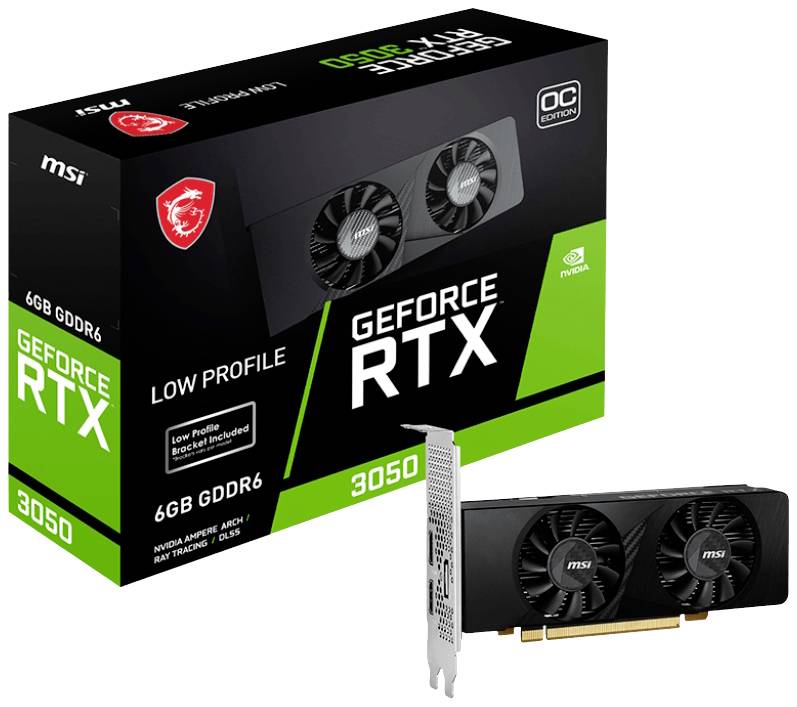 MSI Scheda grafica Nvidia GeForce RTX 3050 LP OC 6 GB RAM GDDR6 PCIe x16 DisplayPort, HDMI ™ NVIDIA G-Sync , Low Profile, Con overclocking