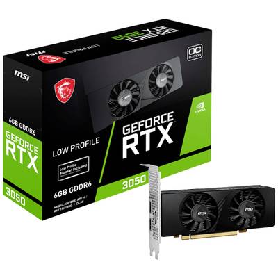 MSI GeForce RTX 3050 grafická karta s 6 GB GDDR6, dvoma ventilátormi, dizajnom s nízkym profilom, vhodná pre hranie hier a náročné aplikácie.