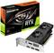 Grafická karta Gigabyte GeForce RTX 3050 pred jej obalom. Na obale sú logá pre 'OC Low Profile 8G', architektúru Ampere a Ray Tracing.