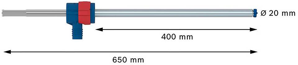 Kovový rúrkový držiak s priemerom 20 mm a rukoväťou. Nastaviteľná dĺžka medzi 400 mm a 650 mm.