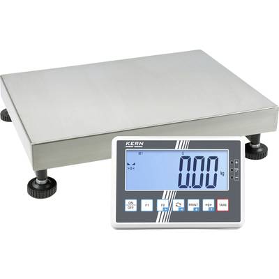Priemyselná váha z kovu na štyroch nastaviteľných nohách, vedľa nej digitálny displej s modrým pozadím, ktorý zobrazuje '0,00 kg'.