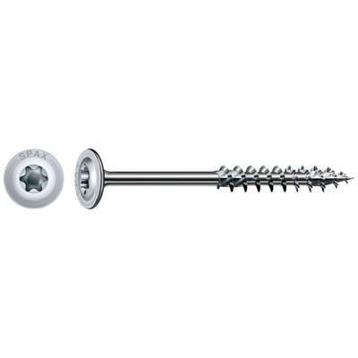 Strieborný typ drevoskrutky so zápustnou hlavou a Torx drážkou, ktorý zobrazuje detailný závit a hlavicu z pohľadu zhora a z boku.