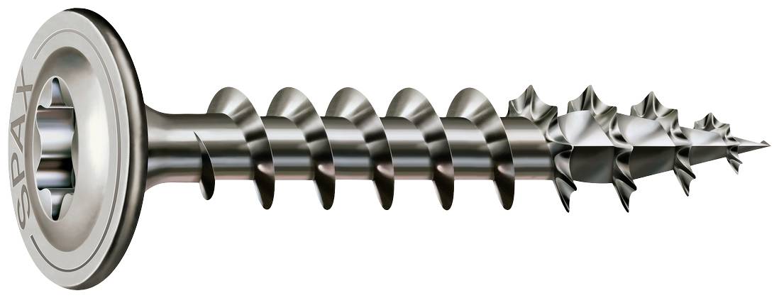 Kovová skrutka s plochou hlavou a špirálovým závitom, vhodná pre drevené alebo kovové spoje.