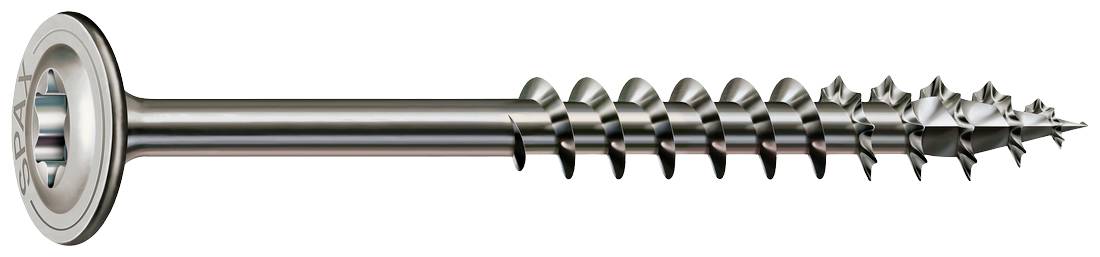 Kovová skrutka so šesťhrannou hlavou, so špirálovým závitom a ostrým koncom, vhodná pre spájanie dreva a kovu.