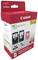 Atramentové cartridge Canon PIXMA v recyklovateľnom obale. Obsahuje dva XL náplne, čiernu a farebnú, s bonusom fotografického papiera.