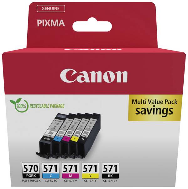Canon PGI-570 CLI-571 atramenty originál  čierna, čierna, zelenomodrá, purpurová, žltá