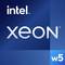 Modré logo s nápisom 'Intel Xeon' a 'w5'.