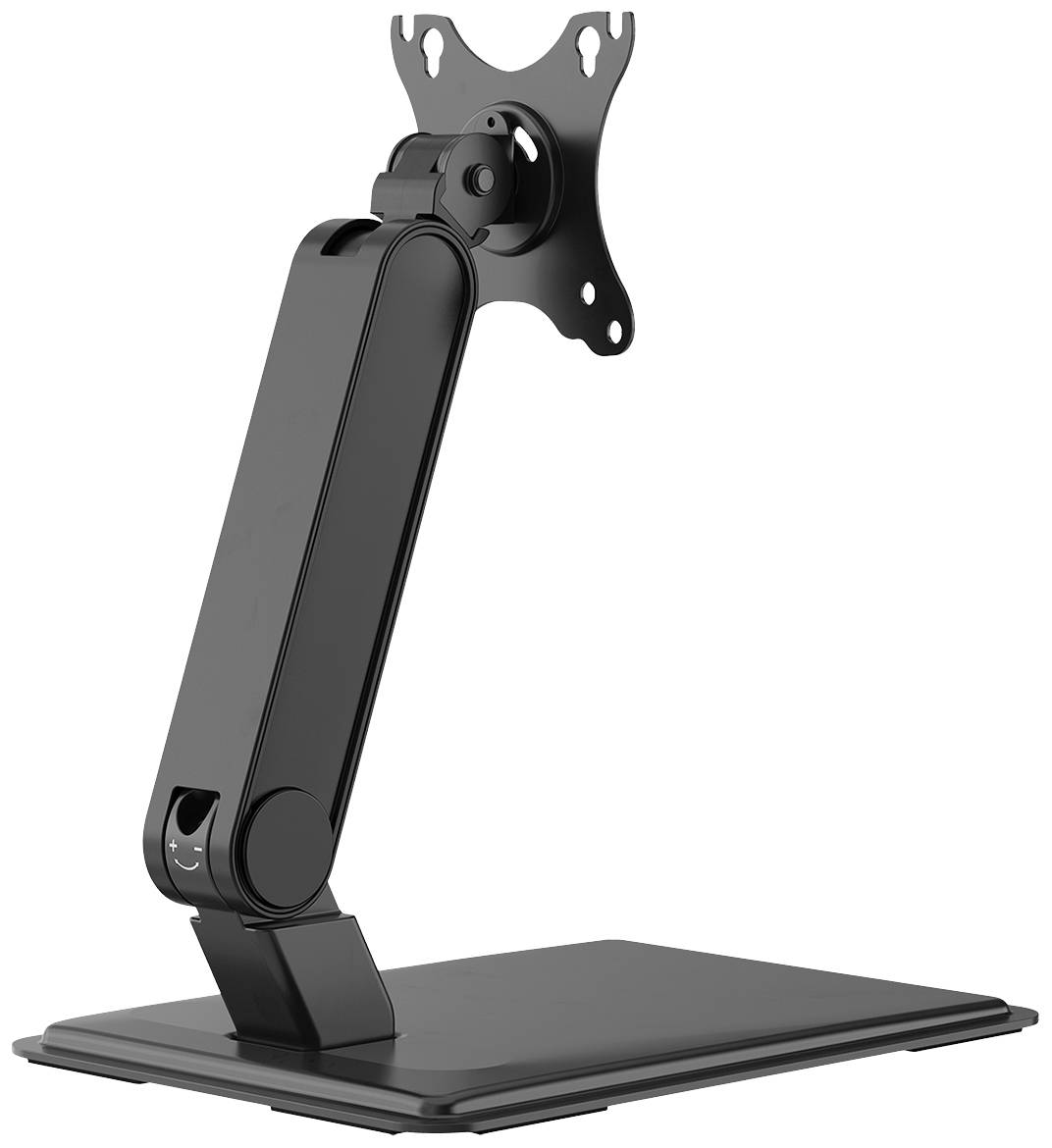 Nastaviteľné kovové rameno na monitor v čiernej farbe, vhodné na upevnenie displeja.