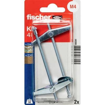 Balenie pre kotvy Fischer M4, zobrazujúce dva kovové rozpájateľné kotvy v priehľadnom blistrovom balení.