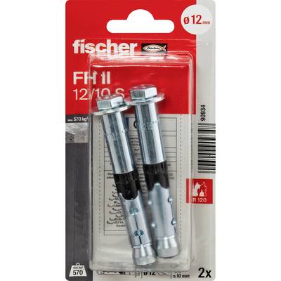 Balík kovových kotiev Fischer FH II 12/10-S, 2 kusy, s priemerom 12 mm a hodnotením požiarnej odolnosti R 120