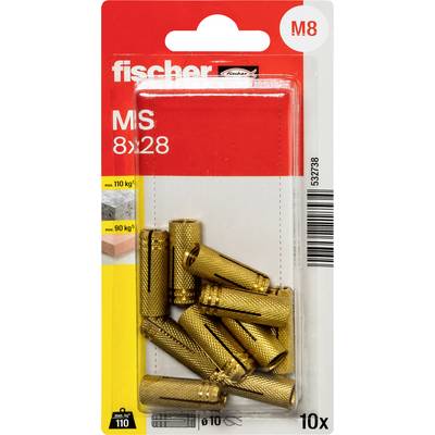 Balenie Fischer MS 8x28 kovových expanzných kotiev, 10 kusov, s nosnosťou až 110 kg na použitie v murive.