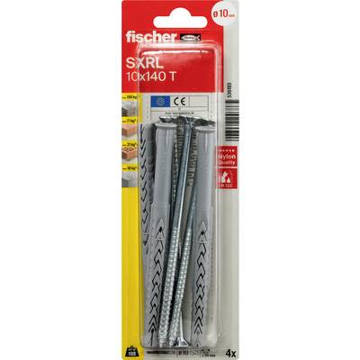 Balenie skľúčovadiel Fischer SXRL 10x140 T so skrutkami, sada 4 kusov, na vŕtanie do 10 mm muriva.