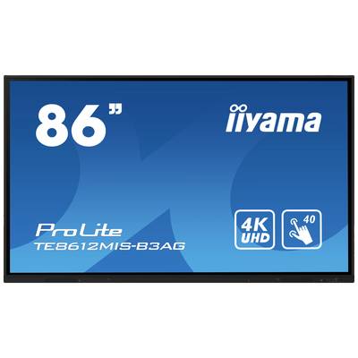 Interaktívny 86-palcový displej od iiyama, model ProLite TE8612MIS-B3AG, s 4K-UHD rozlíšením a dotykovým ovládaním.
