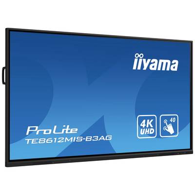 Displej ProLite TE8612MIS-B3AG od iiyama, 4K UHD, 86 palcov, modrá grafika pozadia.