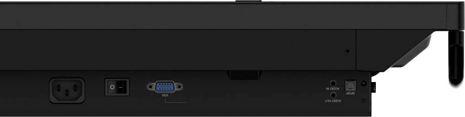 Zadná strana tlačiarne s prípojkami: napájanie, Ethernet, VGA, USB a audio. Vhodné pre kancelárske použitie.