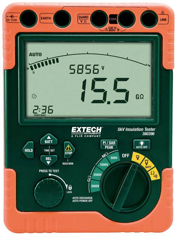 Extech Extech 380396 tester izolácií 500 V, 1000 V, 2500 V, 5000 V, 60 GΩ
