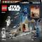 LEGO Star Wars stavebnica so súpravou figúr v bojovej scéne na skale. Dvaja charakteri strieľajú, jeden skáče. Číslo súpravy 75373.