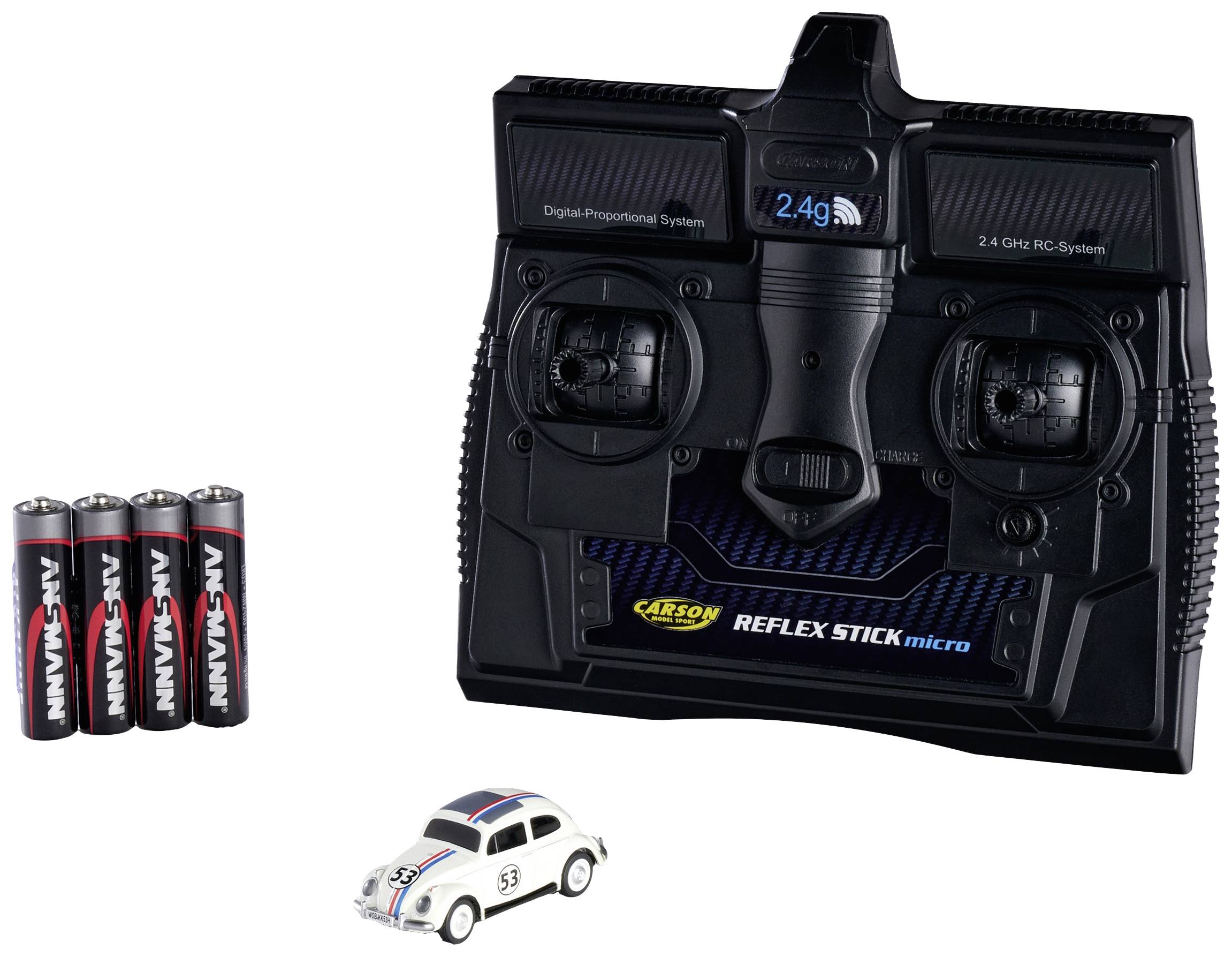 Carson Modellsport 500504153 VW Beetle Rallye 1:87 Automodello Elettrica Auto stradale incl. Batteria, caricatore e batterie telecomando