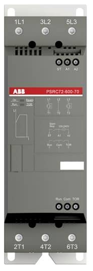Elektrické zariadenie s viacerými konektormi, prepínačmi a schémou zapojenia. Označenie 'PSRC72-600-70'. Logo výrobcu v ľavom hornom rohu.