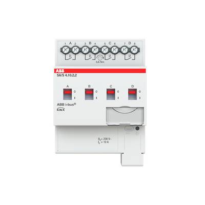 Elektronické spínacie zariadenie od ABB s označením 'ABB i-bus KNX', pozostávajúce zo štyroch spínacích okruhov, vhodné pre 230V, 10A.