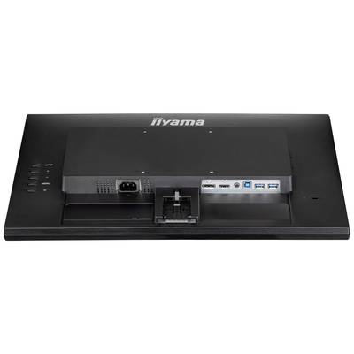 Zadná strana počítačového monitora s rôznymi portami vrátane HDMI, DisplayPort a USB. Sieťový konektor je vľavo.