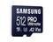 Pamäťová karta Samsung microSD s kapacitou 512 GB, séria PRO Ultimate, vhodná pre rýchly prenos dát, s výkonnostným označením A2 a V30.