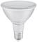 Strieborná LED lampa so skrutkovým päticovým spojem, vhodná pre štandardné svetelné objímky.